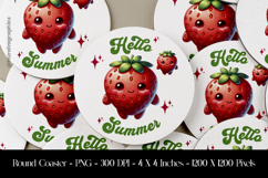 Hallo Summer Round Coaster Sublimation Design Product Image 1