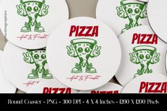 Pizza Hot &amp; Fresh Round Coaster Sublimation Design Product Image 1