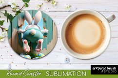 Round Coaster PNG - Easter Bunny Sublimation Design