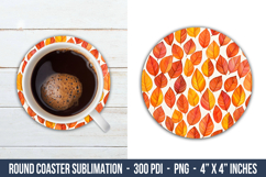 Fall Leaves Round Coaster | Round Coaster Sublimation Product Image 1