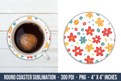 Cute Flower Round Coaster | Round Coaster Sublimation Product Image 1