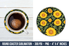 Sunflower Round Coaster | Round Coaster Sublimation Product Image 1