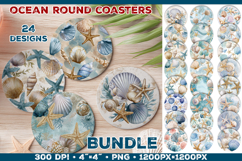 Ocean Round Coaster Sublimation in Nautical Style Bundle Product Image 1