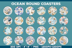 Ocean Round Coaster Sublimation in Nautical Style Bundle Product Image 2
