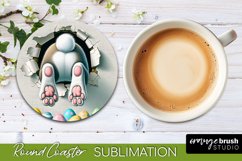 Round Coaster Sublimation - Easter Bunny Car Coaster Design 