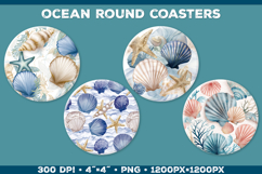 Ocean Round Coaster Sublimation in Vintage Nautical Style Product Image 2