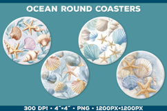 Ocean Round Coaster Sublimation in Vintage Nautical Style Product Image 2
