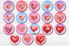 Round Coaster Sublimation Bundle Valentine with Watercolor Flower Hearts PNG. This is a round coaster 4&#039;&#039; x 4&#039;&#039; you can also use it as a keychain sublimation design. 