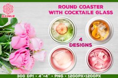 Coaster Sublimation design with Cocktail Glass. Four designs Product Image 1