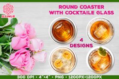 Coaster Sublimation design with Cocktail Glass. Four designs Product Image 1