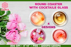 Coaster Sublimation design with Cocktail Glass. Four designs Product Image 1