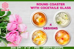 Coaster Sublimation design with Cocktail Glass. Four designs Product Image 1