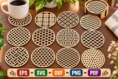 Round Coasters SVG, Geometric Laser Cut Wood Coffee File Product Image 1