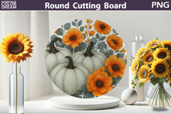 Fall Pumpkin Kitchen | Thanksgiving Round Cutting Board Product Image 1