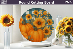 Fall Pumpkin Kitchen | Thanksgiving Round Cutting Board Product Image 6