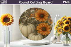 Fall Pumpkin Kitchen | Thanksgiving Round Cutting Board Product Image 5