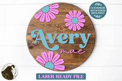 Baby Name Laser File, Round Nursery Sign SVG, Glowforge File Product Image 2