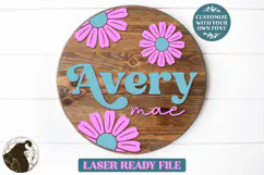 Baby Name Laser File, Round Nursery Sign SVG, Glowforge File Product Image 2