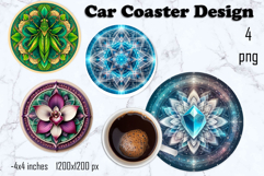 Round 3D mandala decor Sublimation car Coaster Product Image 1