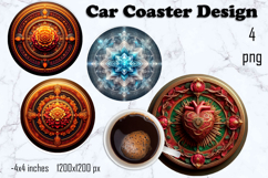 Round 3D mandala decor Sublimation car Coaster Product Image 1