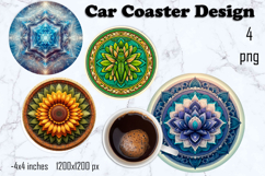 Round 3D mandala decor Sublimation car Coaster Product Image 1