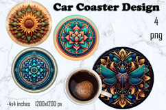 Round 3D mandala decor Sublimation car Coaster Product Image 1