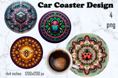 Round 3D mandala decor Sublimation car Coaster Product Image 1