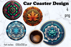 Round 3D mandala decor Sublimation car Coaster Product Image 1