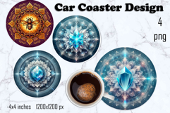 Round 3D mandala decor Sublimation car Coaster Product Image 1