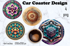 Round 3D mandala decor Sublimation car Coaster Product Image 1