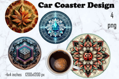 Round 3D mandala decor Sublimation car Coaster Product Image 1