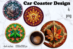 Round 3D mandala decor Sublimation car Coaster Product Image 1