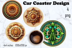 Round 3D mandala decor Sublimation car Coaster Product Image 1