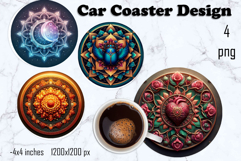 Round 3D mandala decor Sublimation car Coaster Product Image 1
