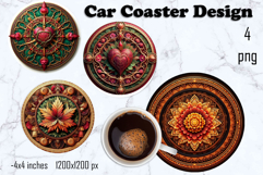 Round 3D mandala decor Sublimation car Coaster Product Image 1
