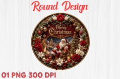 Santa Merry Christmas Round Sublimation Png Product Image 1