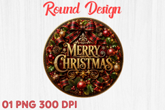 Merry Christmas Red Round Sublimation Png Product Image 1
