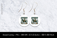 Vintage Cowboy Round Earring Sublimation Design Product Image 1