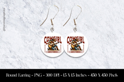 Cowgirl North America Round Earring Sublimation Design Product Image 1