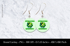 Spreading Greenery Round Earring Sublimation Design Product Image 1