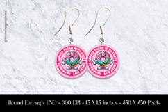 Happy Donut Round Earring Sublimation Design Product Image 1