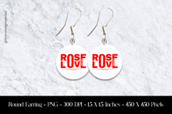 Rose Love Round Earring Sublimation Design Product Image 1