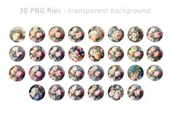 Flowers art earrings sublimation bundle PNG Product Image 2