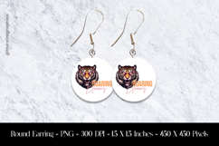 Roaring Blooms Tiger Round Earring Sublimation Design Product Image 1
