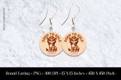 Born to Roar Lion Cub Round Earring Sublimation Design Product Image 1