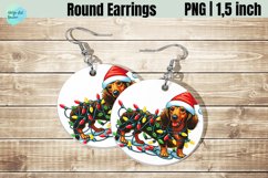 Christmas Dog Round Earring Sublimation Product Image 1