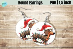 Christmas Dog Round Earring Sublimation Product Image 1