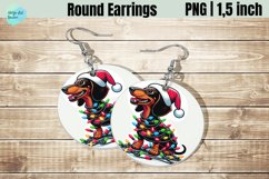 Christmas Dog Round Earring Sublimation Product Image 1