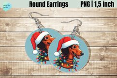 Christmas Dog Round Earring Sublimation Product Image 1
