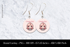 Preety Girl Round Earring Sublimation Design Product Image 1